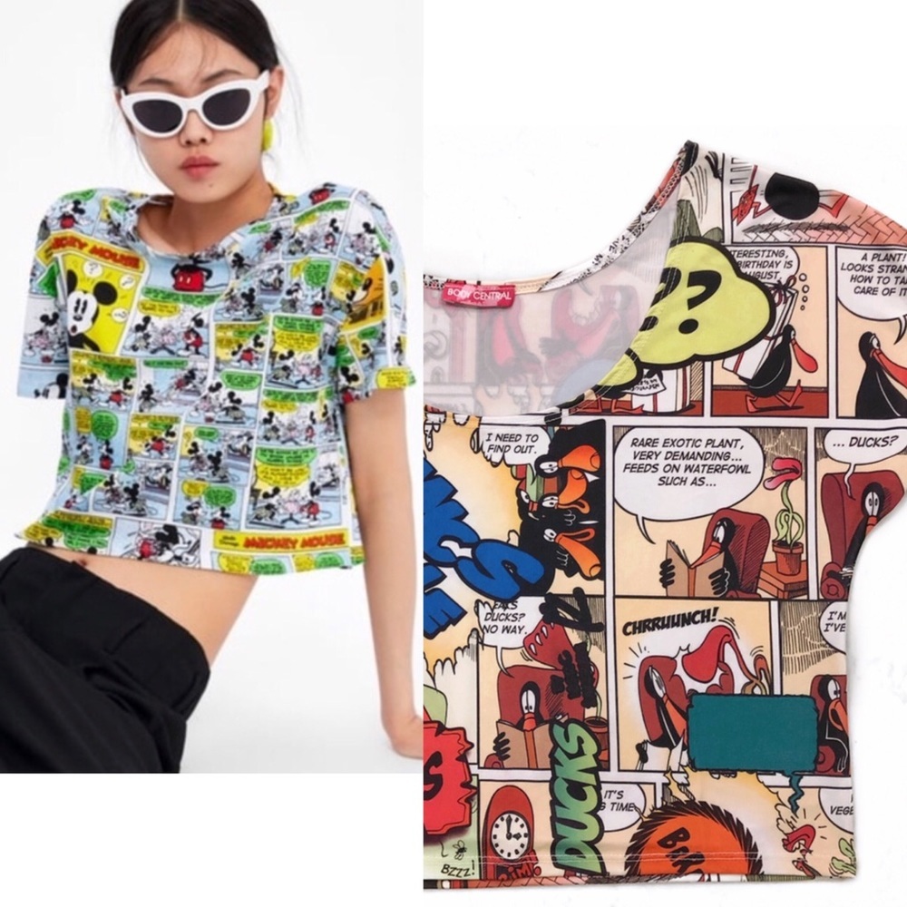 Body Central Kawaii Comic Crop Top Women’s Size Medium